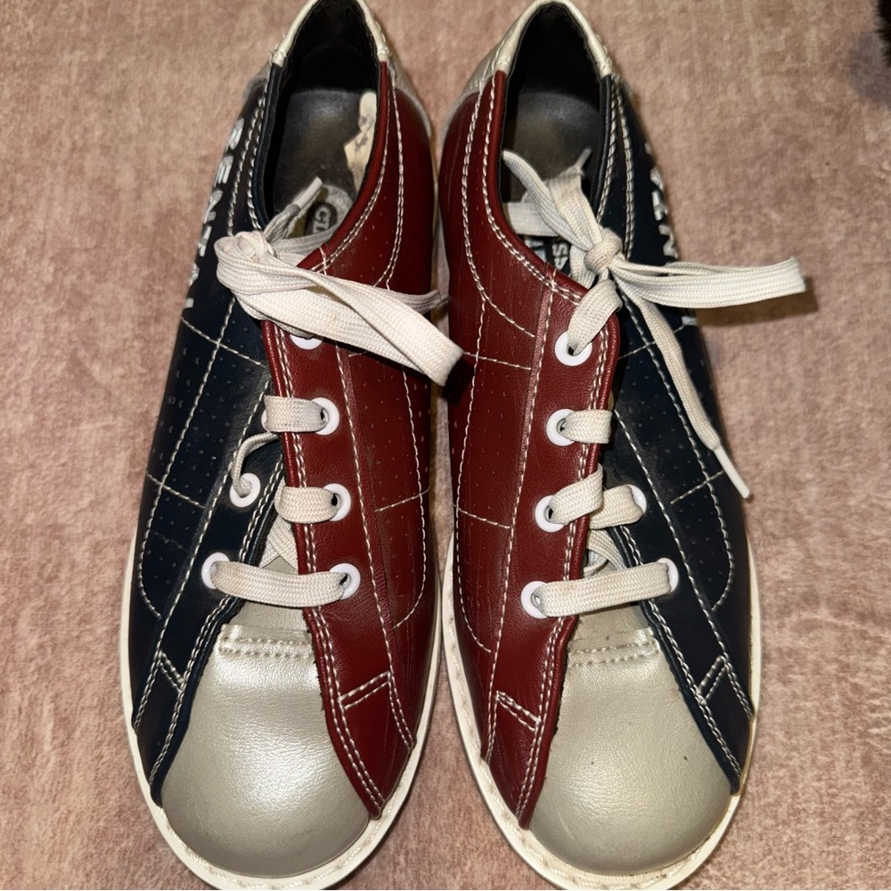 Vintage rental bowling shoes by Classic womens 7 red blue silver